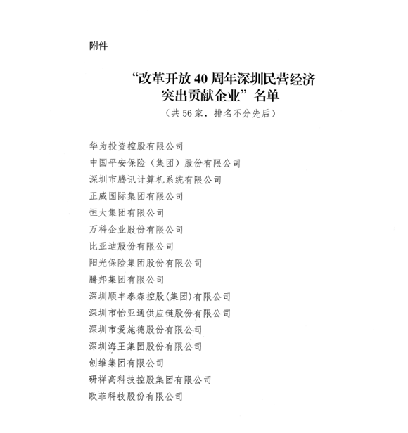 喜讯，AG8亚游供应链荣获“改革开放40周年深圳民营经济突出贡献企业”称号  